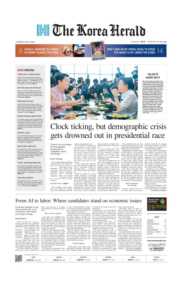 Prima-pagina-The-Korea-Herald-oggi-edizione-di-oggi-20250522