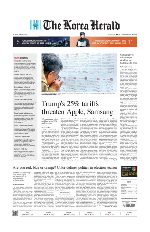 Prima-pagina-The-Korea-Herald-oggi-edizione-di-oggi-20250526