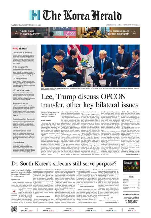 Prima-pagina-The-Korea-Herald-oggi-edizione-di-oggi-20260924