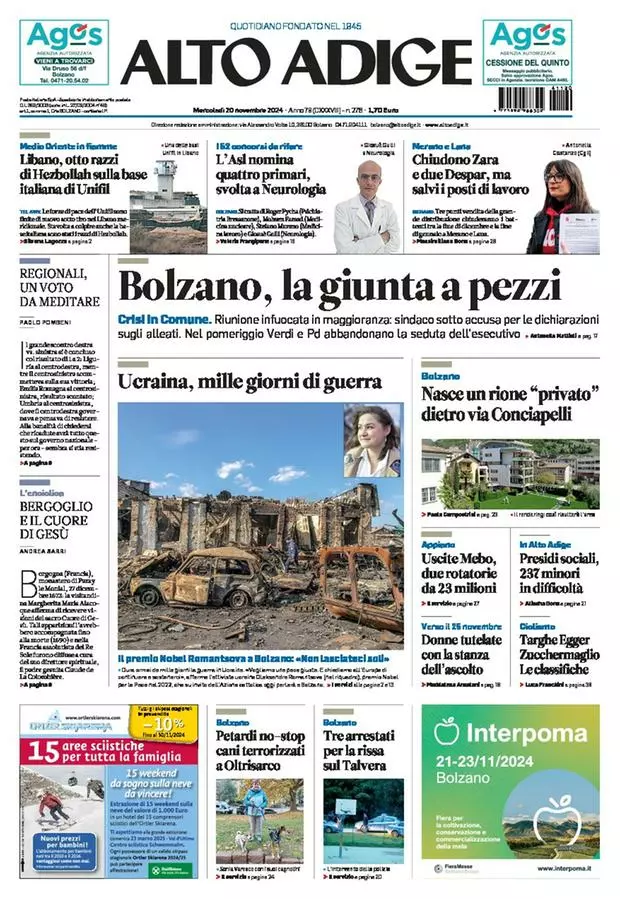Prima-pagina-alto_adige-edizione-di-oggi-2024-11-20