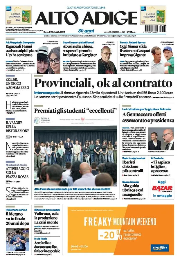 Prima-pagina-alto_adige-edizione-di-oggi-2025-05-29