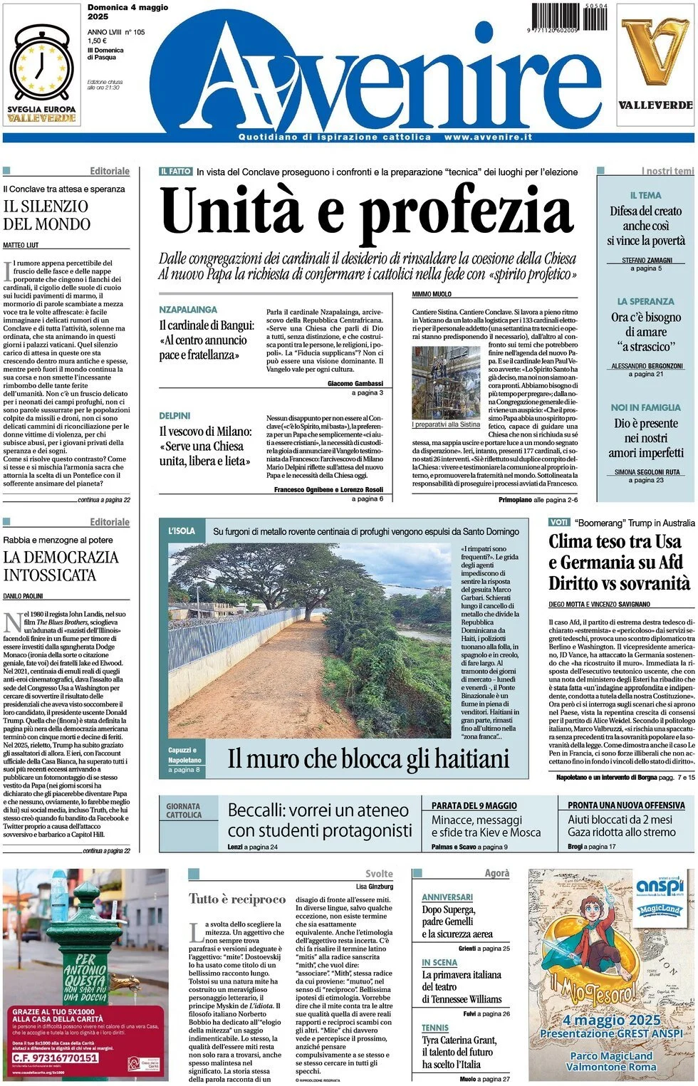 Prima-pagina-avvenire-edizione-di-oggi-05-05-2025
