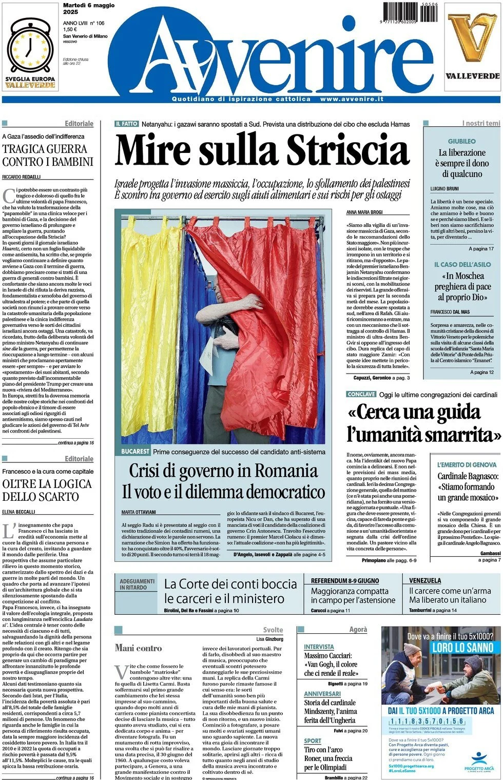 Prima-pagina-avvenire-edizione-di-oggi-06-05-2025