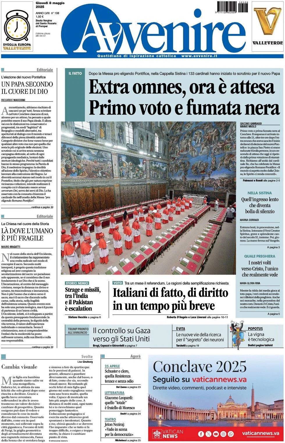 Prima-pagina-avvenire-edizione-di-oggi-08-05-2025