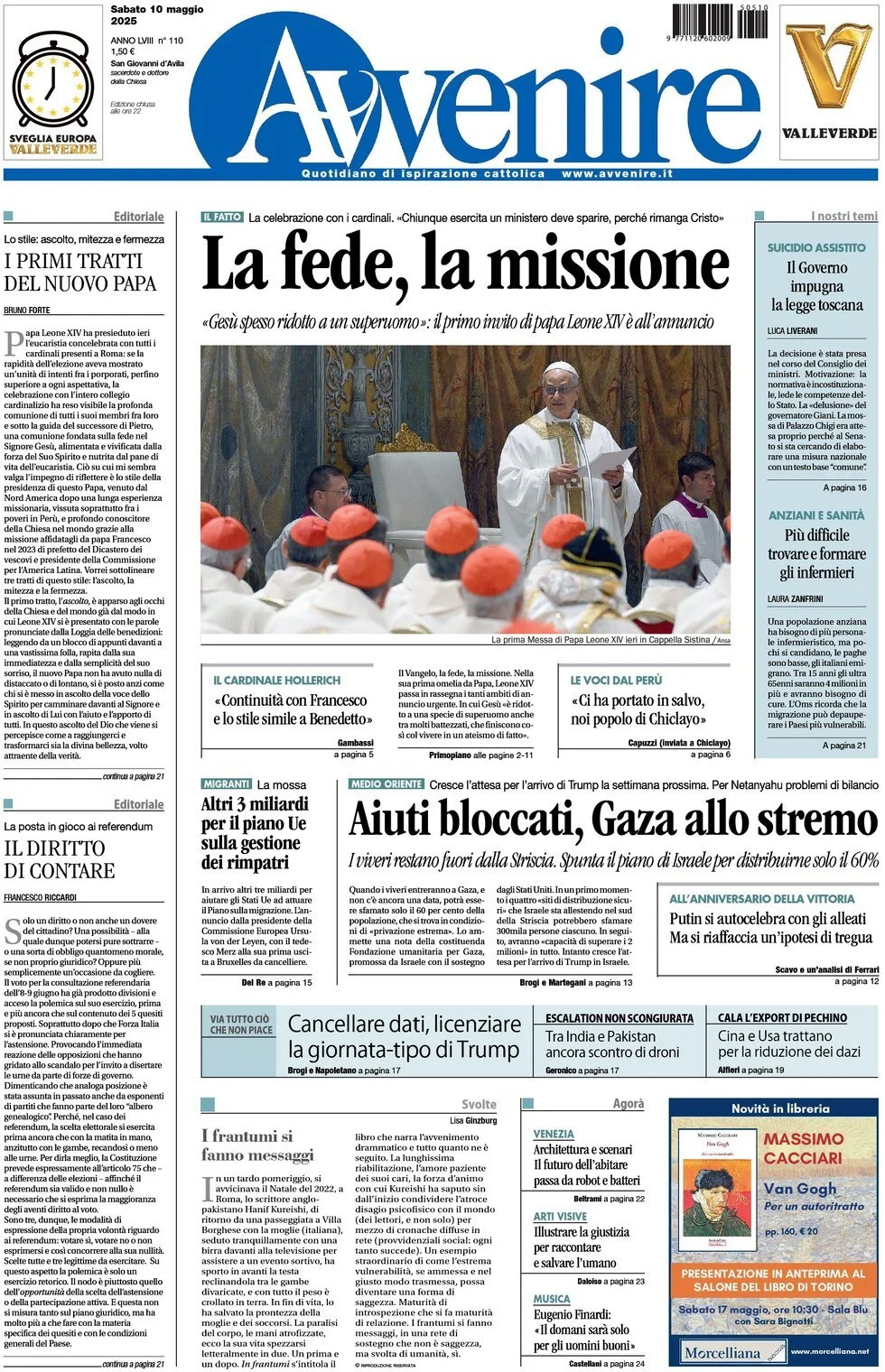 Prima-pagina-avvenire-edizione-di-oggi-10-05-2025