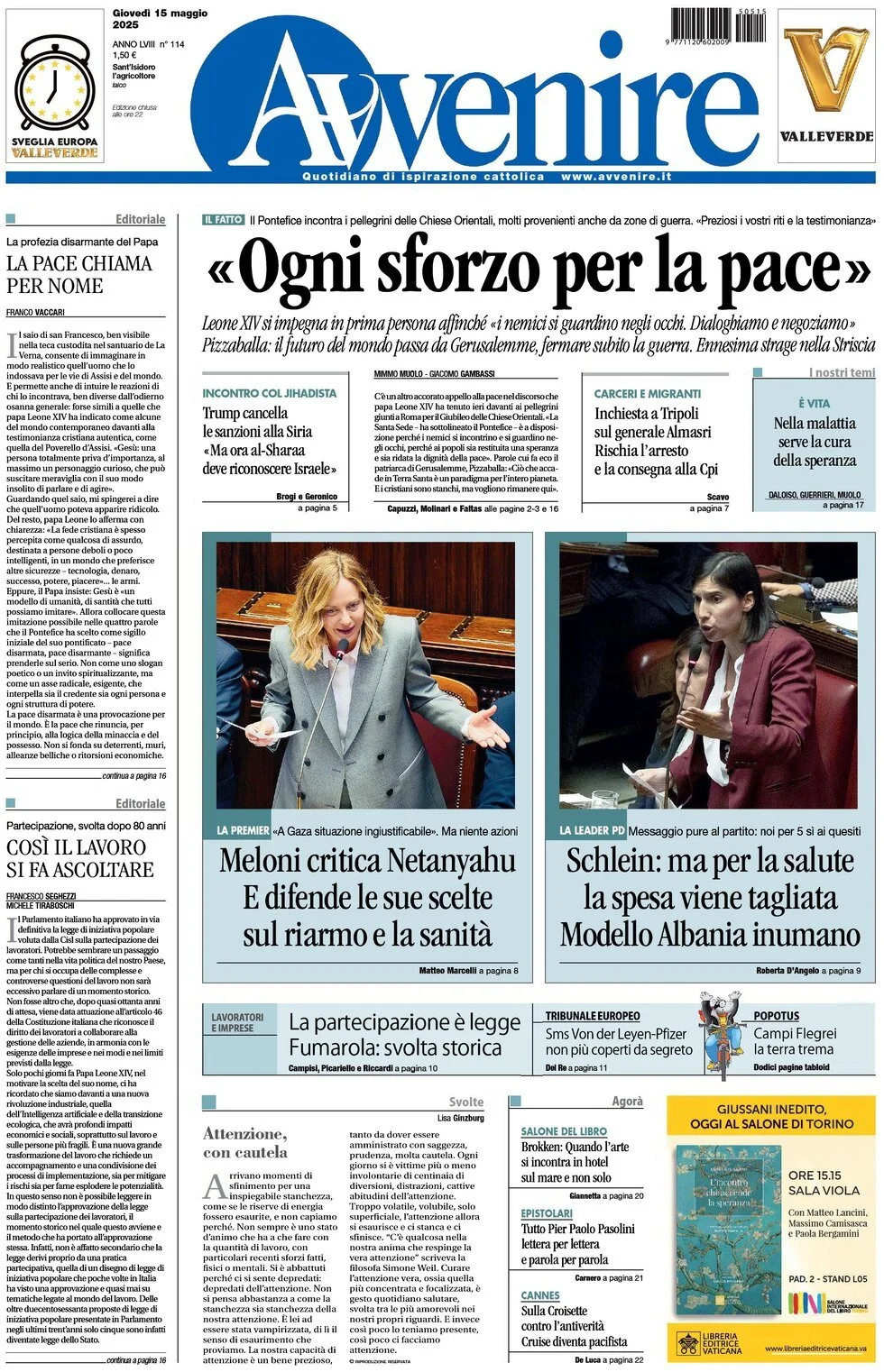 Prima-pagina-avvenire-edizione-di-oggi-15-05-2025