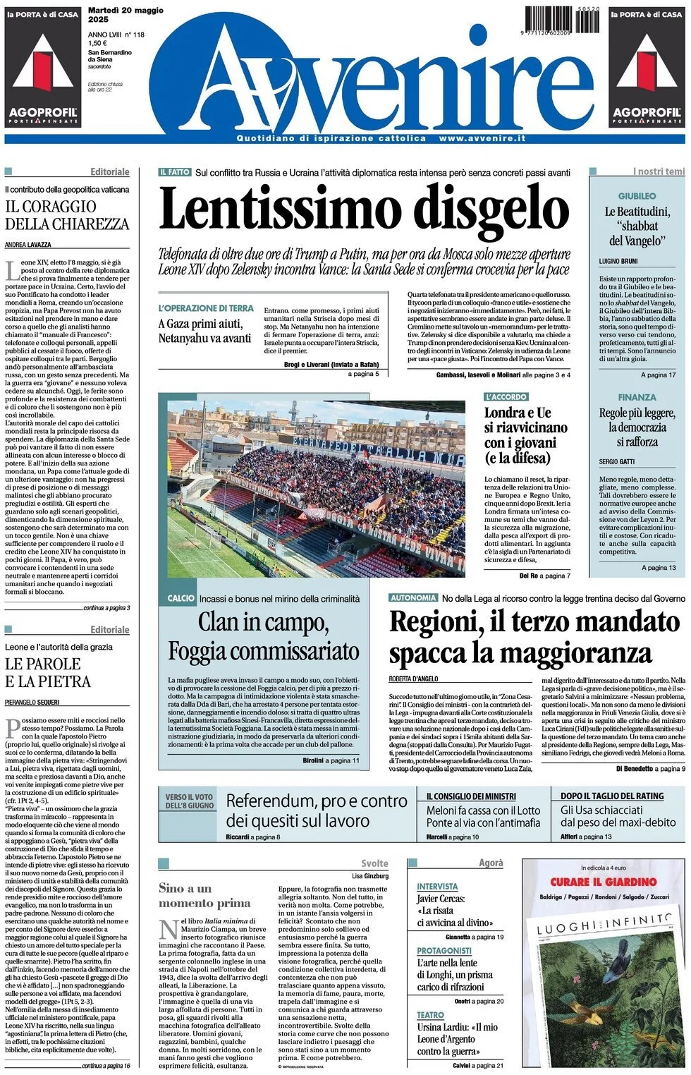 Prima-pagina-avvenire-edizione-di-oggi-20-05-2025