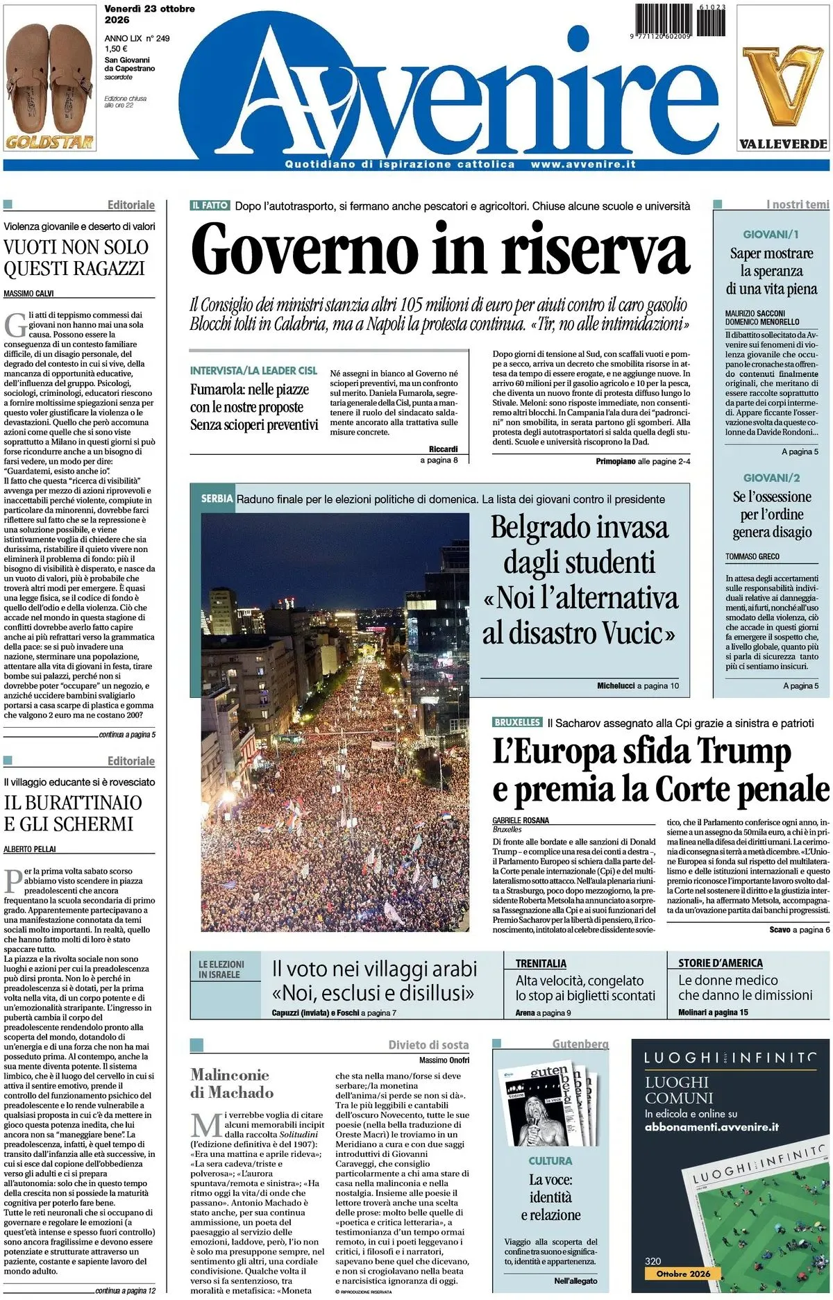 Prima-pagina-avvenire-edizione-di-oggi-23-10-2026