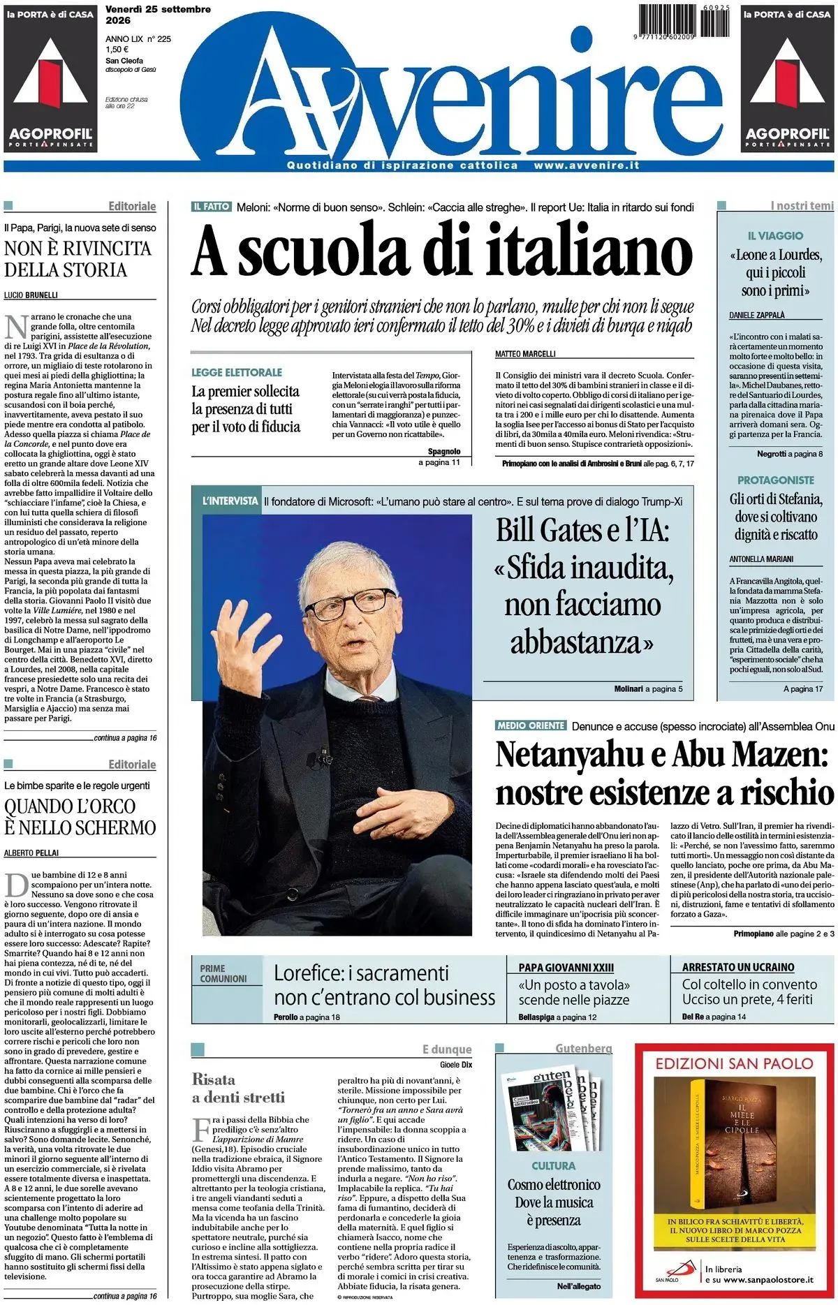 Prima-pagina-avvenire-edizione-di-oggi-25-09-2026