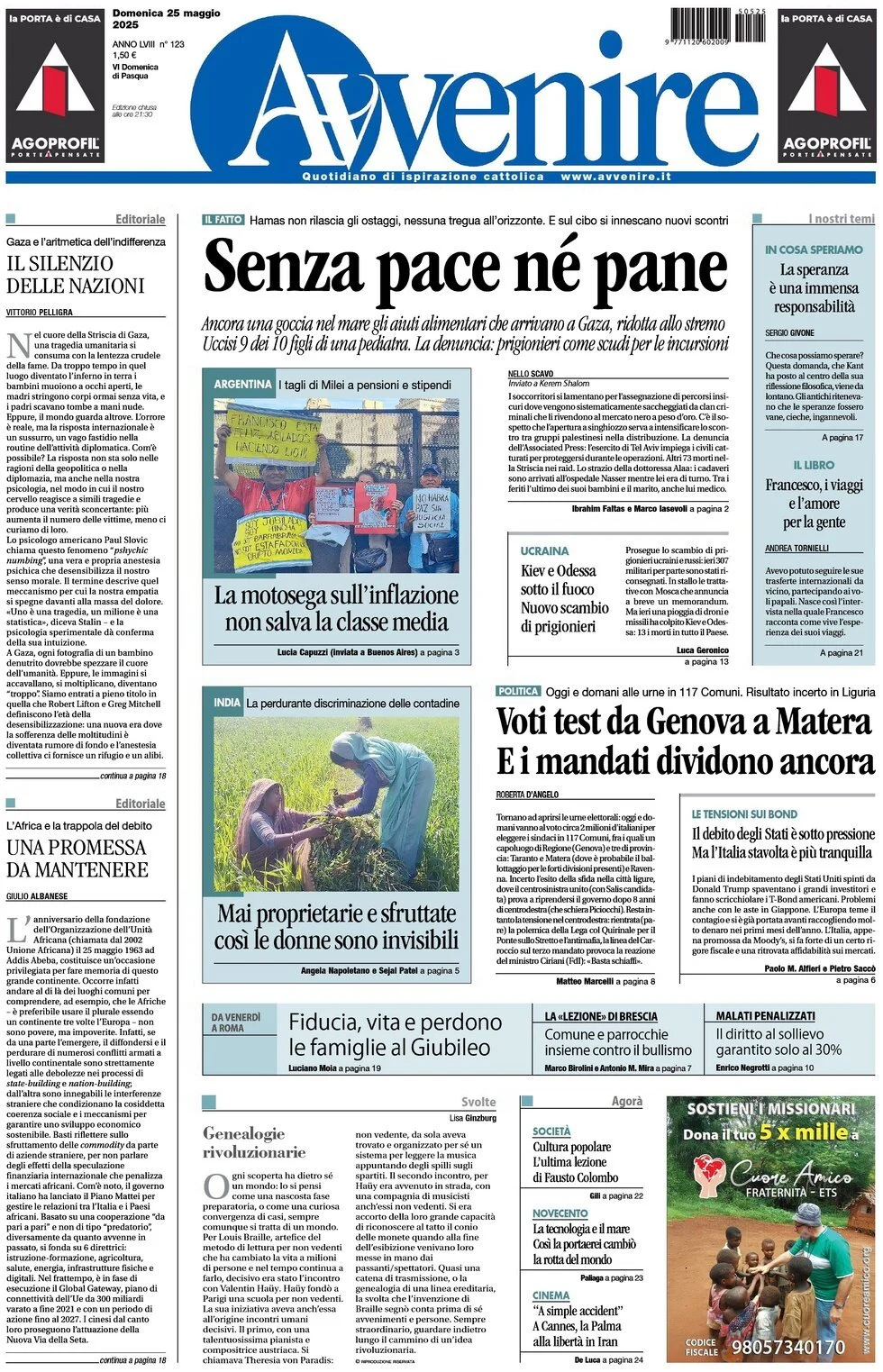 Prima-pagina-avvenire-edizione-di-oggi-26-05-2025