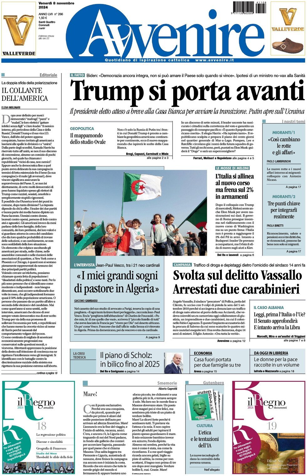 Prima-pagina-avvenire-edizione-di-oggi-08-11-2024
