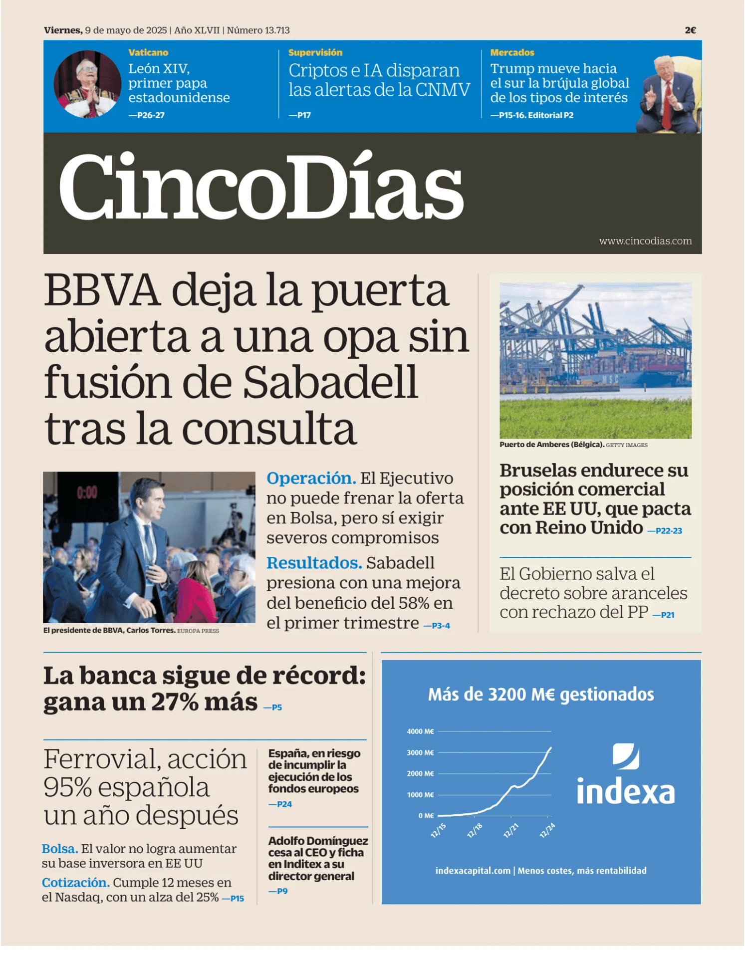 Prima-pagina-cinco-dias-oggi-edizione-di-oggi-20250509