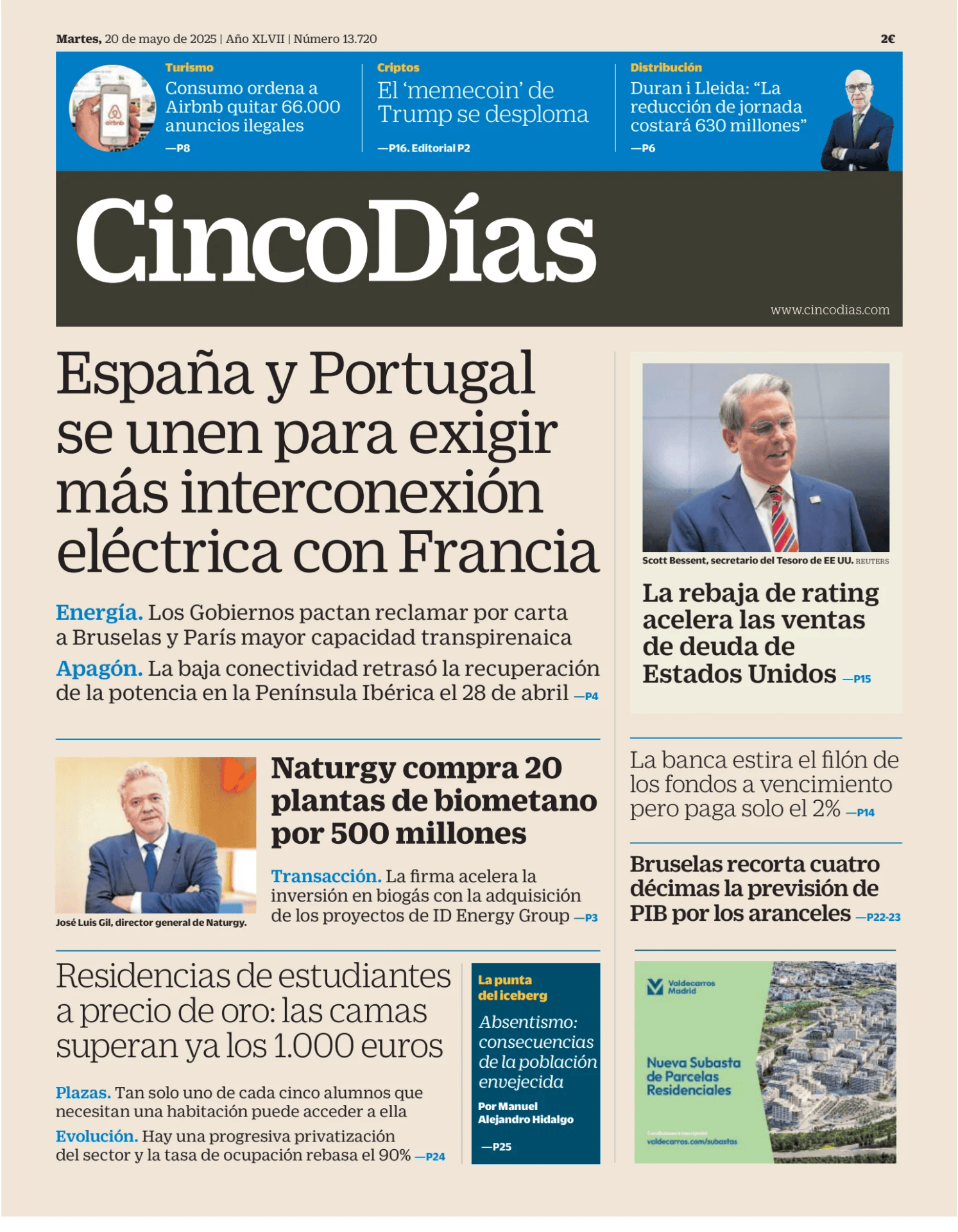 Prima-pagina-cinco-dias-oggi-edizione-di-oggi-20250520