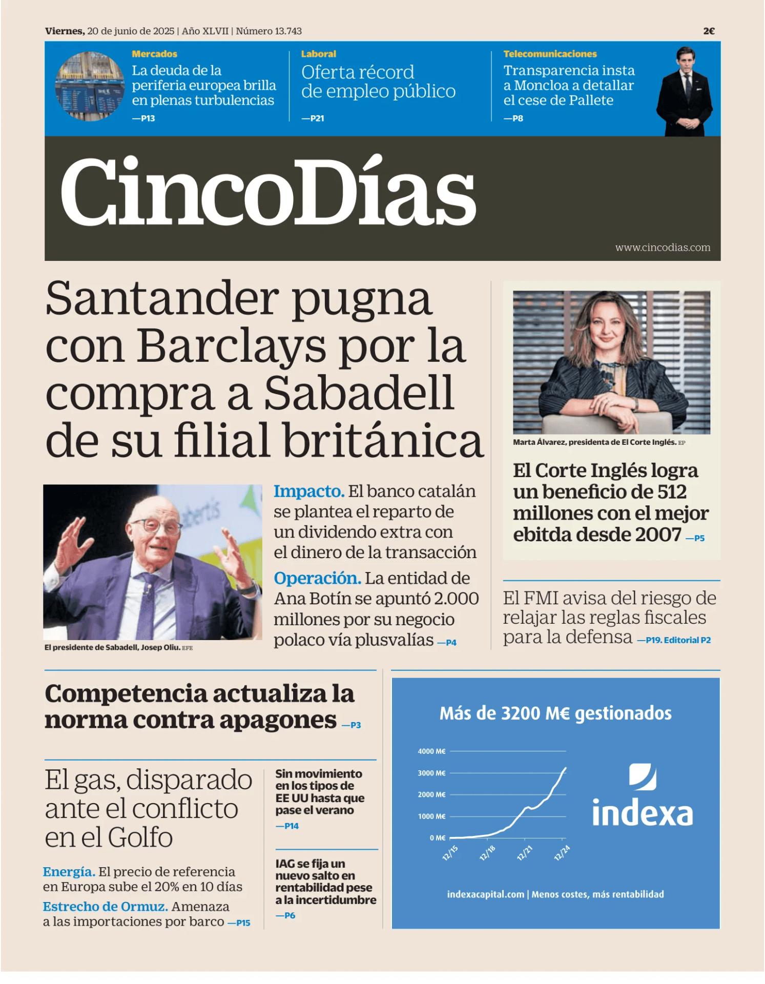 Prima-pagina-cinco-dias-oggi-edizione-di-oggi-20250620