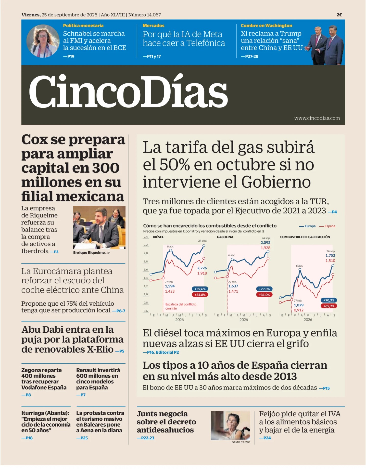 Prima-pagina-cinco-dias-oggi-edizione-di-oggi-20260925
