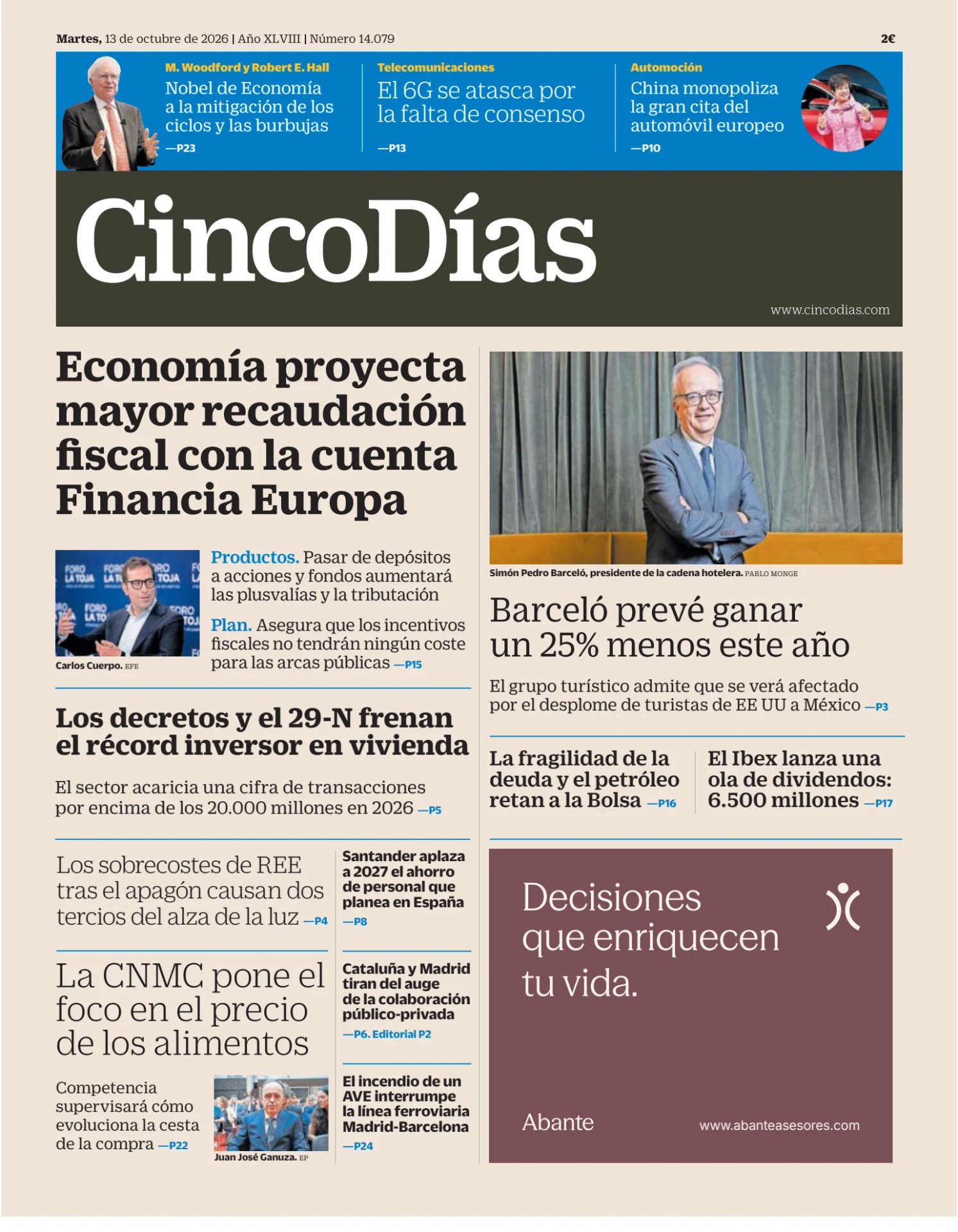 Prima-pagina-cinco-dias-oggi-edizione-di-oggi-20261013
