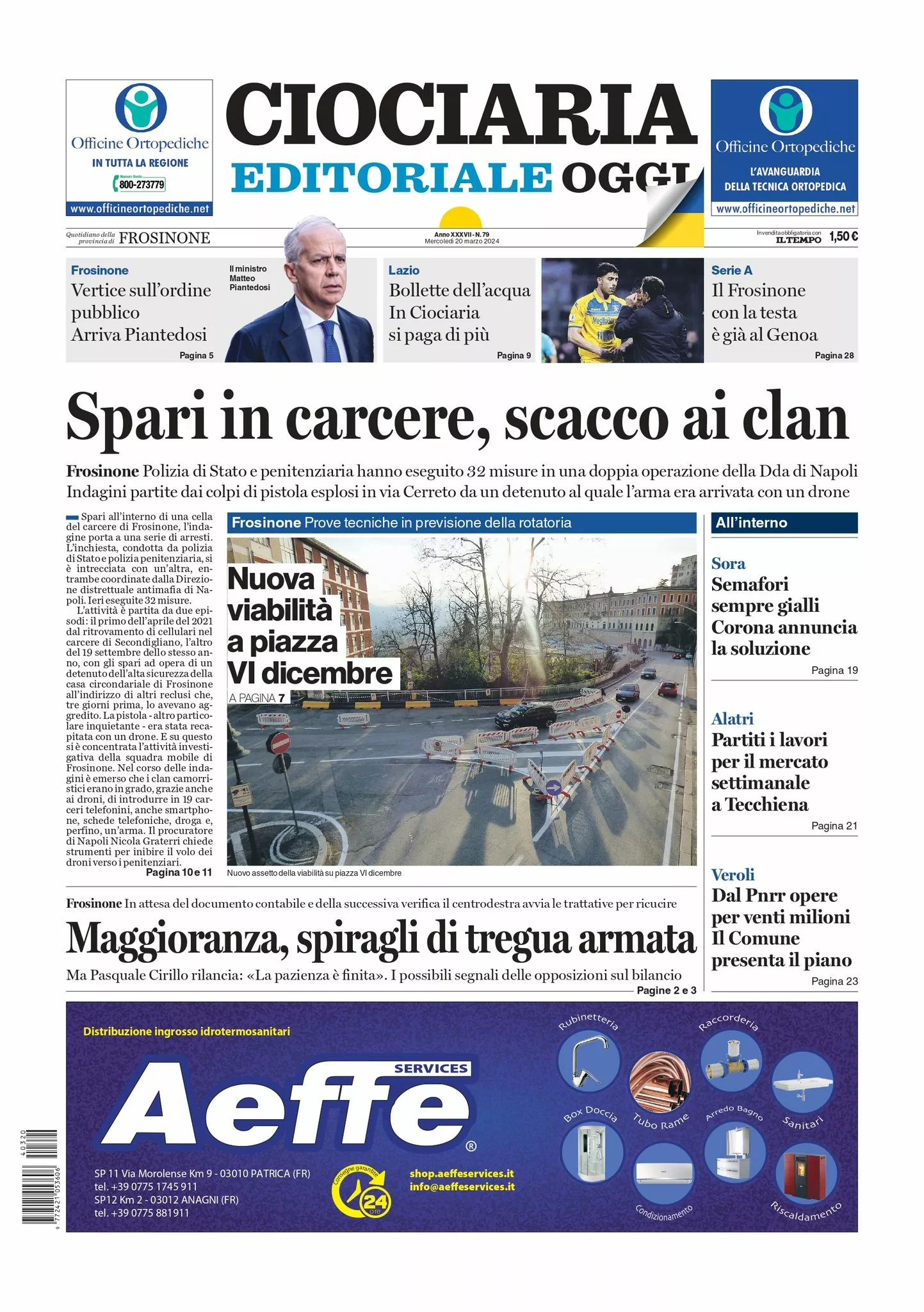 Prima-pagina-ciociaria-frosinone-edizione-di-oggi-20-03-2024