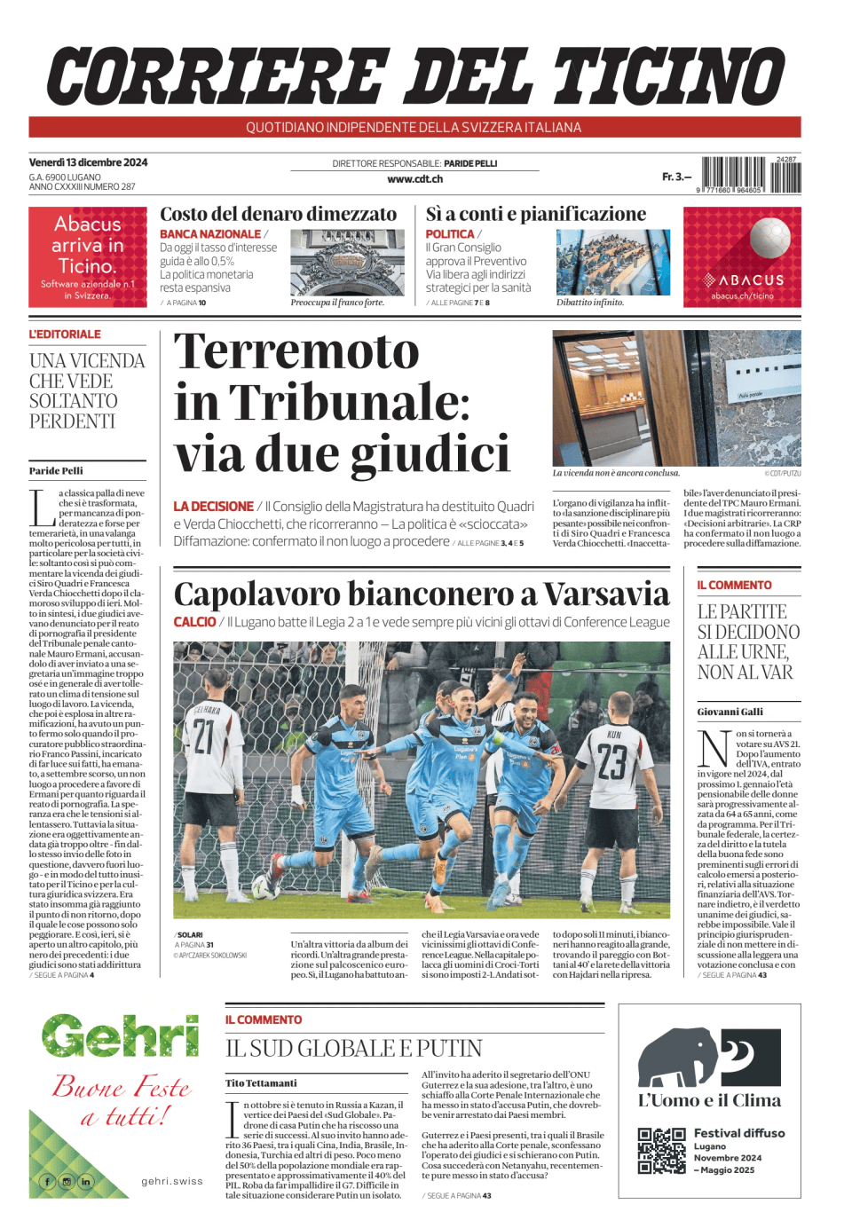 Prima-pagina-corriere-del-ticino-oggi-edizione-di-oggi-20241213