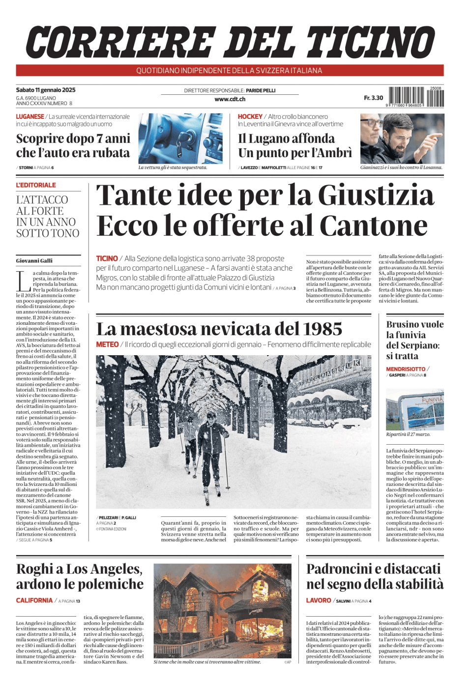 Prima-pagina-corriere-del-ticino-oggi-edizione-di-oggi-20250111