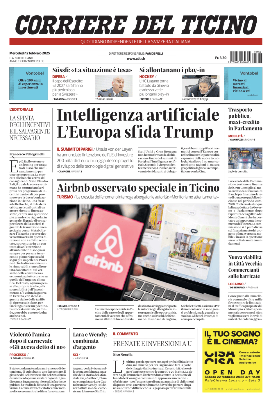 Prima-pagina-corriere-del-ticino-oggi-edizione-di-oggi-20250212
