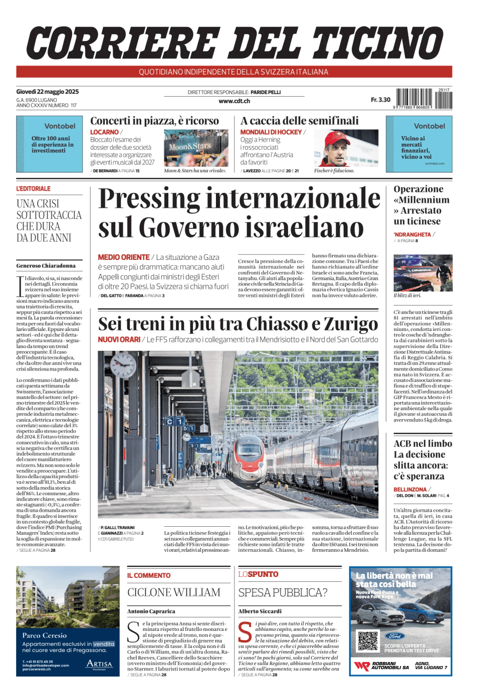 Prima-pagina-corriere-del-ticino-oggi-edizione-di-oggi-20250522