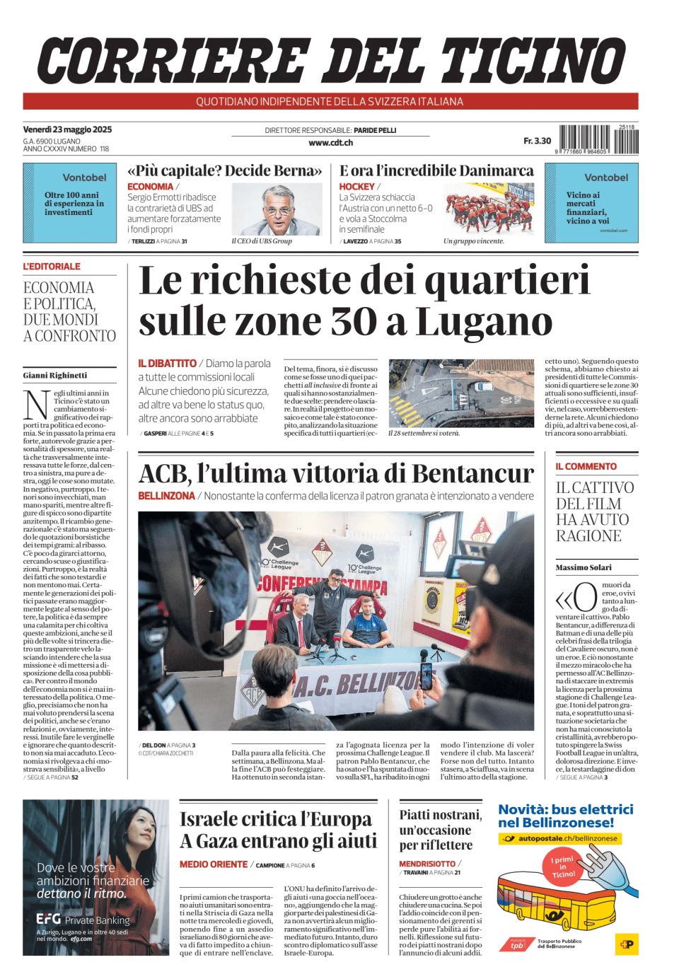 Prima-pagina-corriere-del-ticino-oggi-edizione-di-oggi-20250523