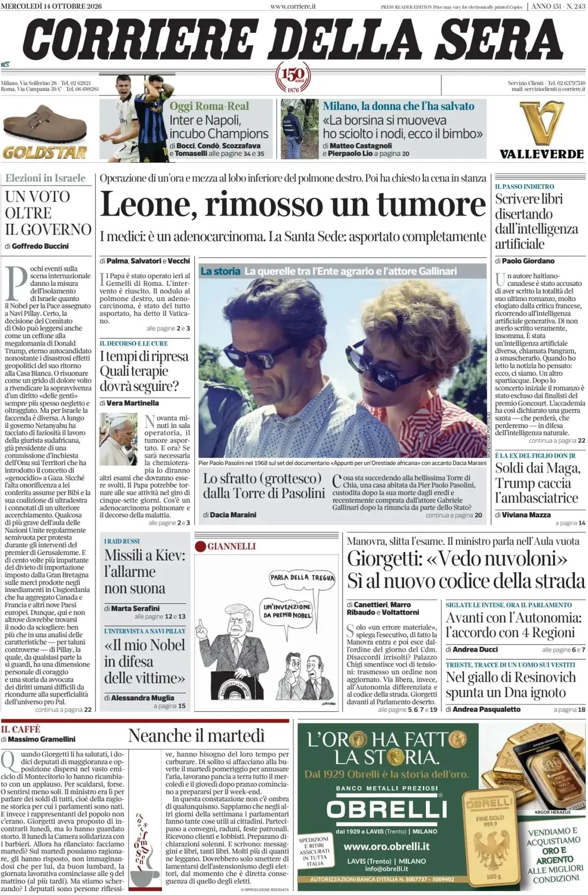 Prima-pagina-corriere-della-sera-edizione-di-oggi-14-10-2026