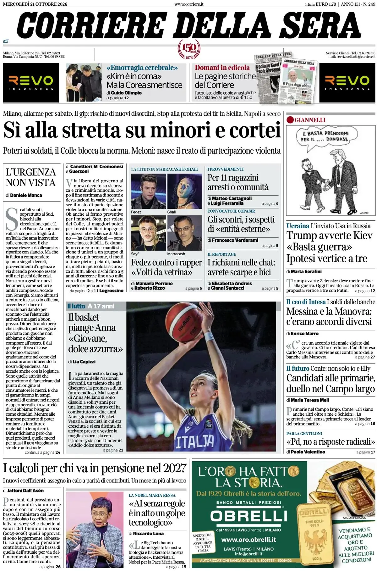 Prima-pagina-corriere-della-sera-edizione-di-oggi-21-10-2026