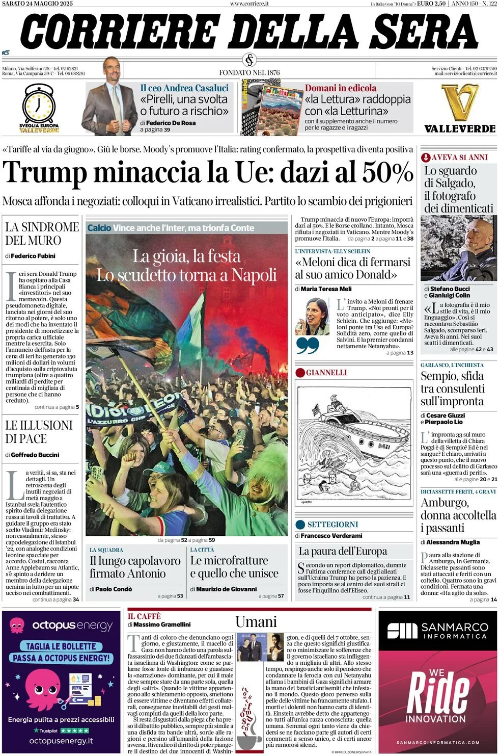 Prima-pagina-corriere-della-sera-edizione-di-oggi-24-05-2025