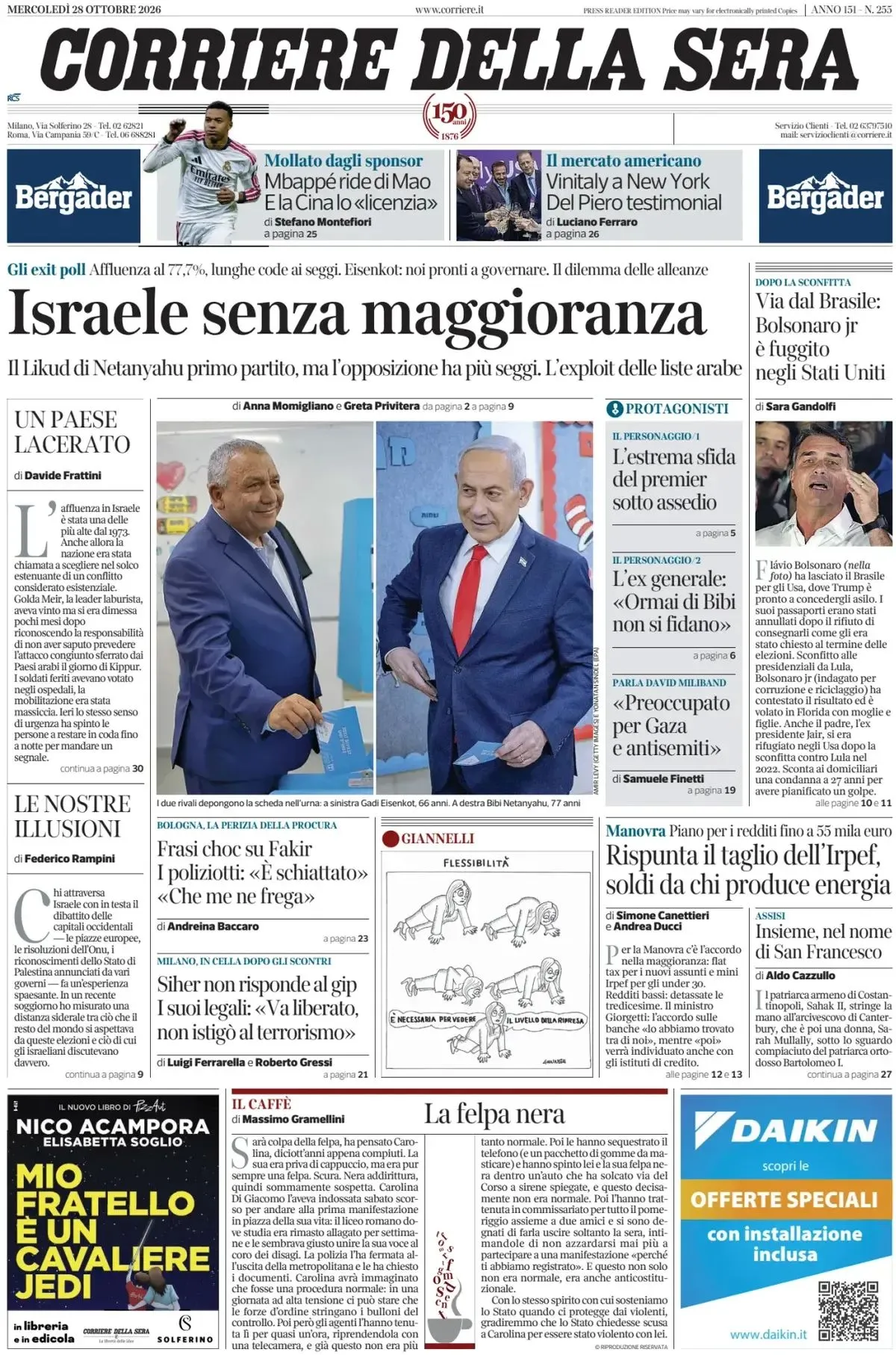Prima-pagina-corriere-della-sera-edizione-di-oggi-28-10-2026