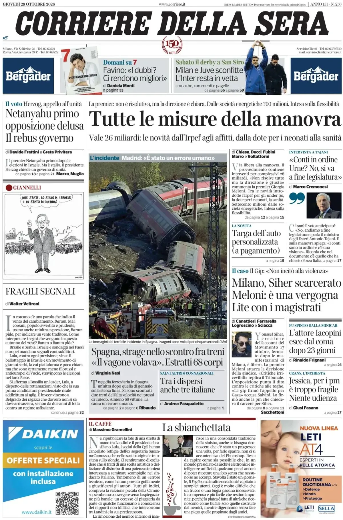 Prima-pagina-corriere-della-sera-edizione-di-oggi-29-10-2026
