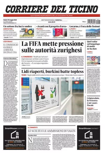Prima-pagina-corriere-del-ticino-oggi-oggi-edizione-del-2024-05-19