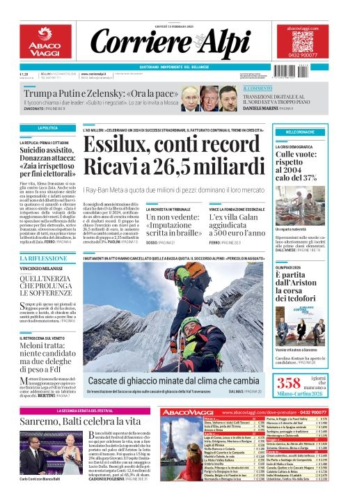 Prima-pagina-corriere_delle_alpi-edizione-di-oggi-13-02-2025
