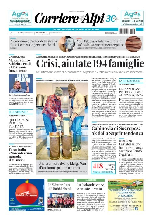 Prima-pagina-corriere_delle_alpi-edizione-di-oggi-16-12-2024