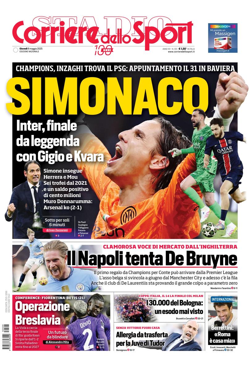 Prima-pagina-corriere-dello-sport-edizione-di-oggi-08-05-2025