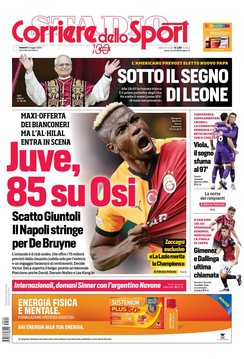 Prima-pagina-corriere-dello-sport-edizione-di-oggi-09-05-2025