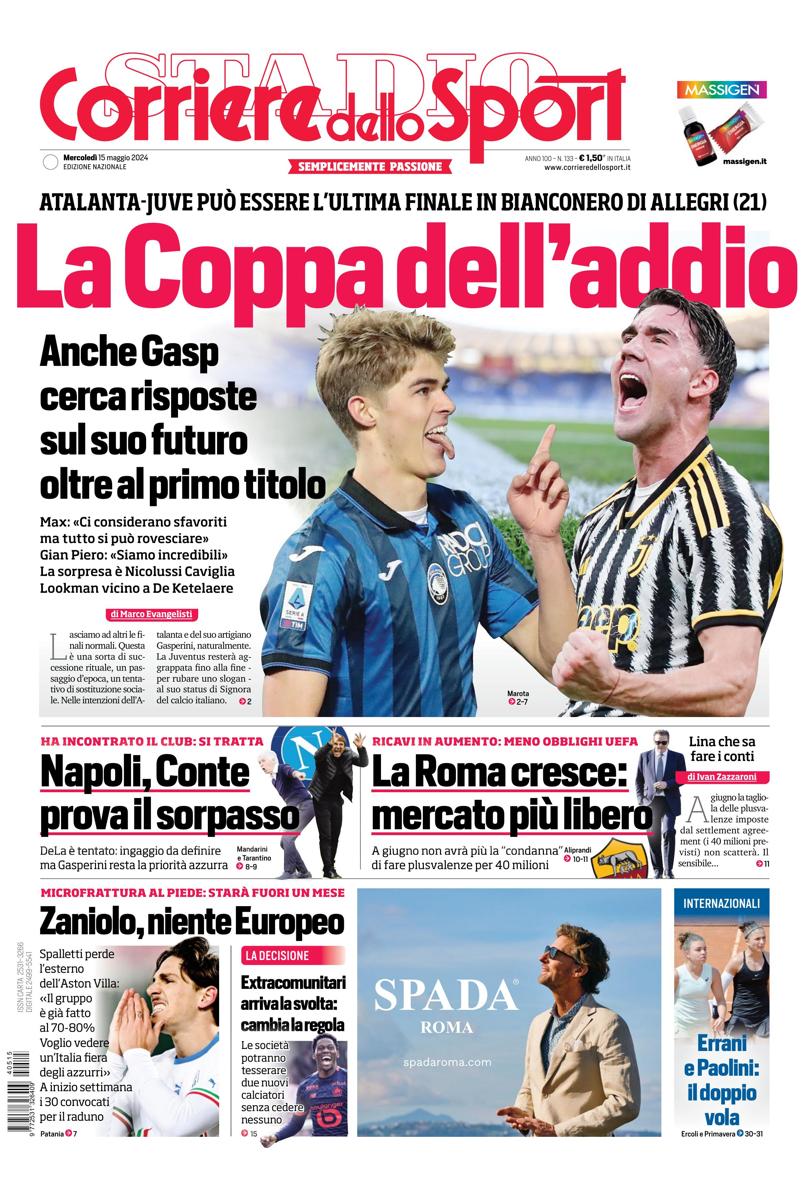 Prima-pagina-corriere-dello-sport-edizione-di-oggi-15-05-2024