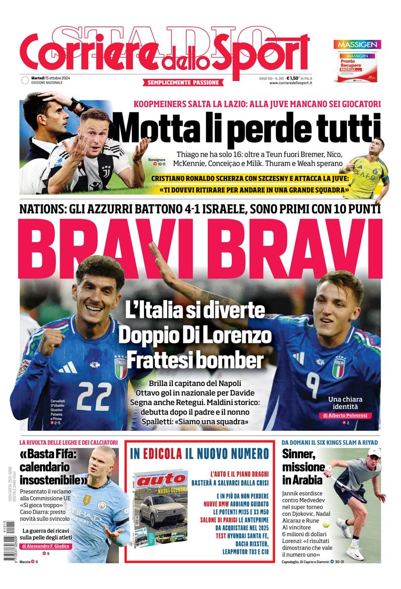 Prima-pagina-corriere-dello-sport-edizione-di-oggi-15-10-2024