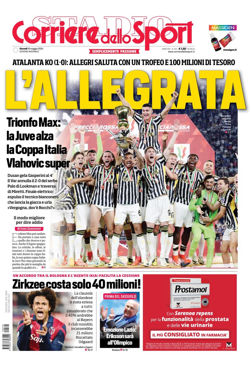 Prima-pagina-corriere-dello-sport-edizione-di-oggi-16-05-2024