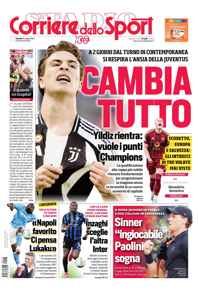 Prima-pagina-corriere-dello-sport-edizione-di-oggi-16-05-2025