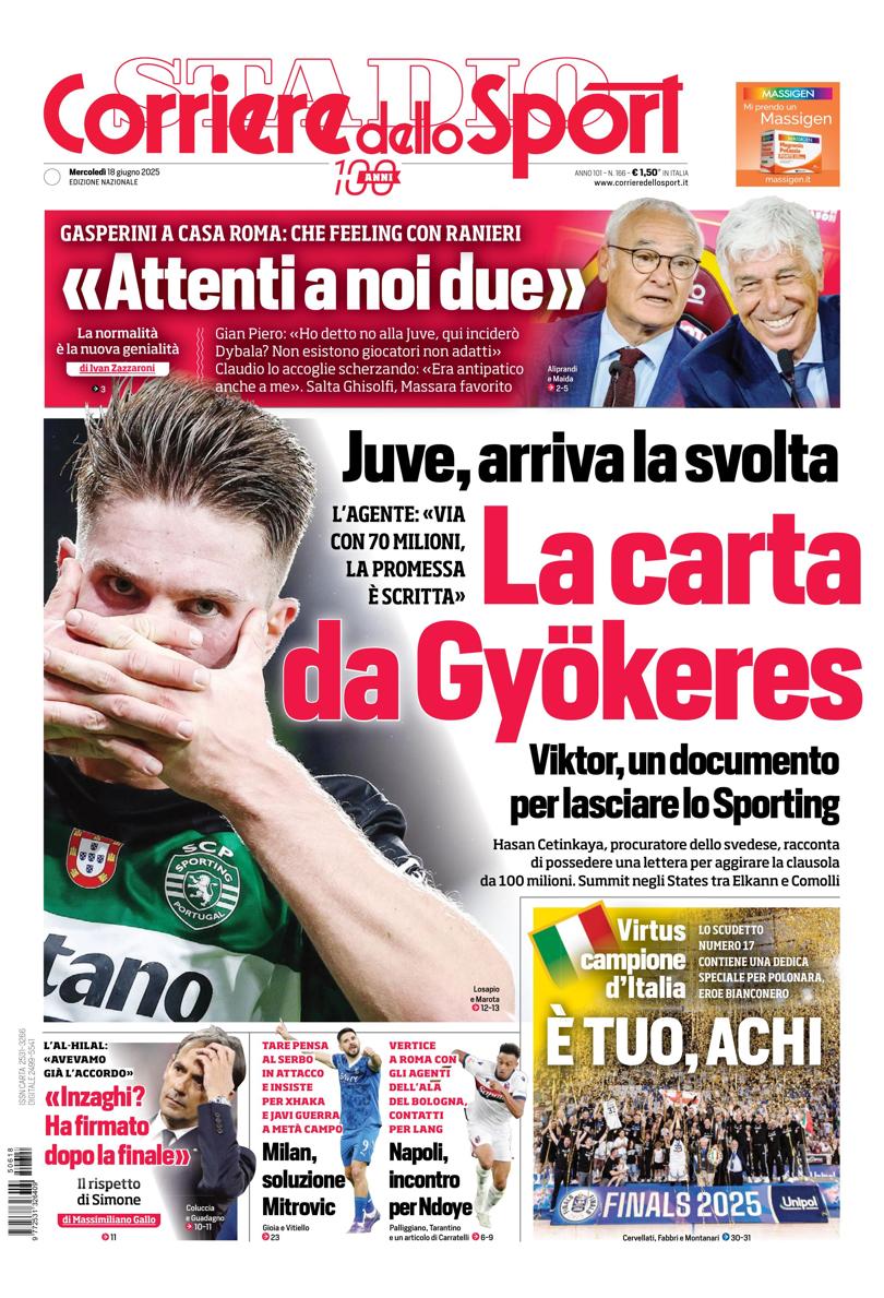 Prima-pagina-corriere-dello-sport-edizione-di-oggi-18-06-2025