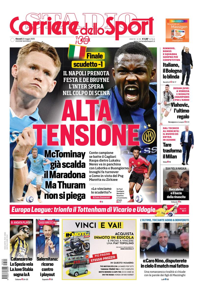 Prima-pagina-corriere-dello-sport-edizione-di-oggi-22-05-2025