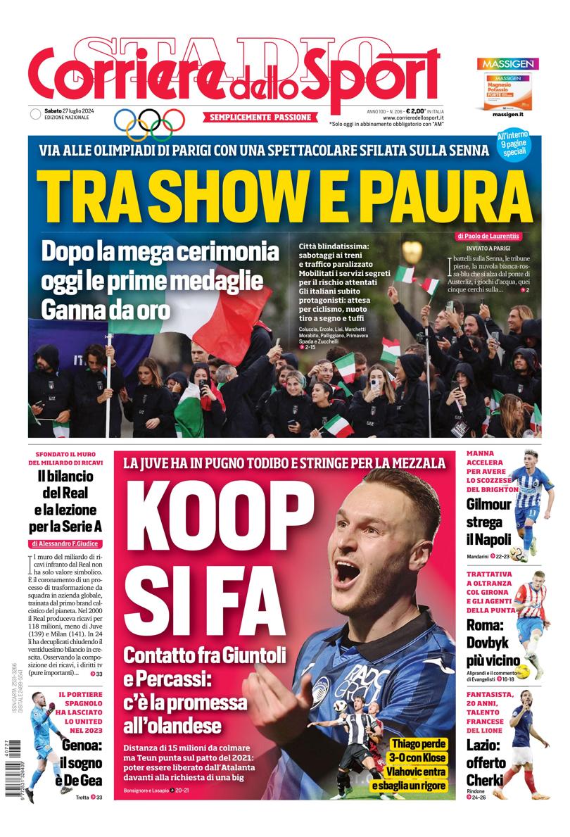 Prima-pagina-corriere-dello-sport-edizione-di-oggi-27-07-2024