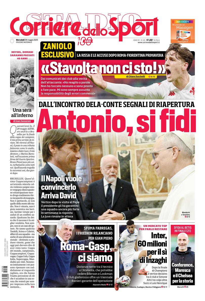 Prima-pagina-corriere-dello-sport-edizione-di-oggi-28-05-2025