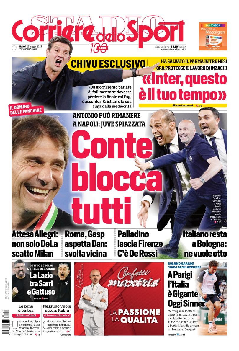 Prima-pagina-corriere-dello-sport-edizione-di-oggi-29-05-2025