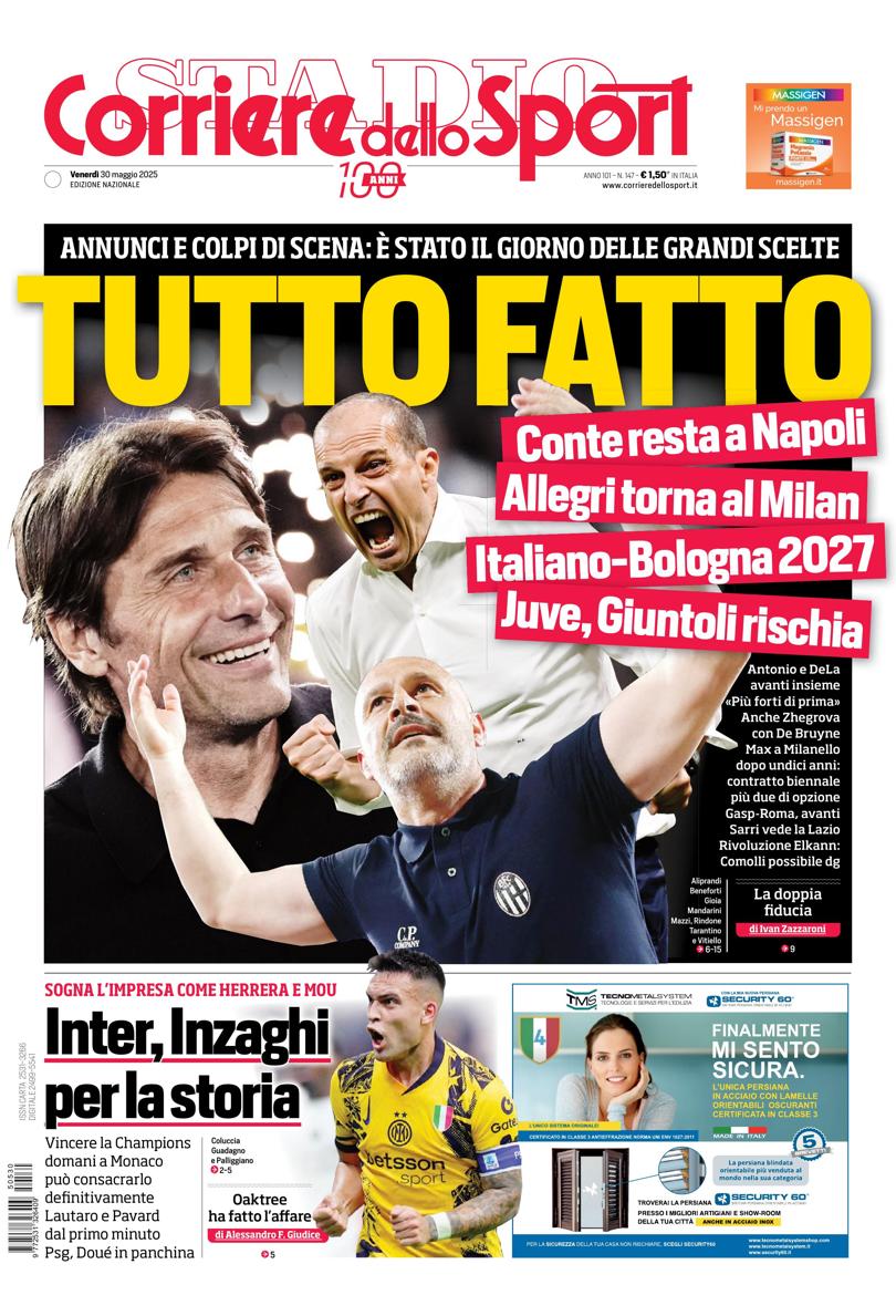 Prima-pagina-corriere-dello-sport-edizione-di-oggi-30-05-2025