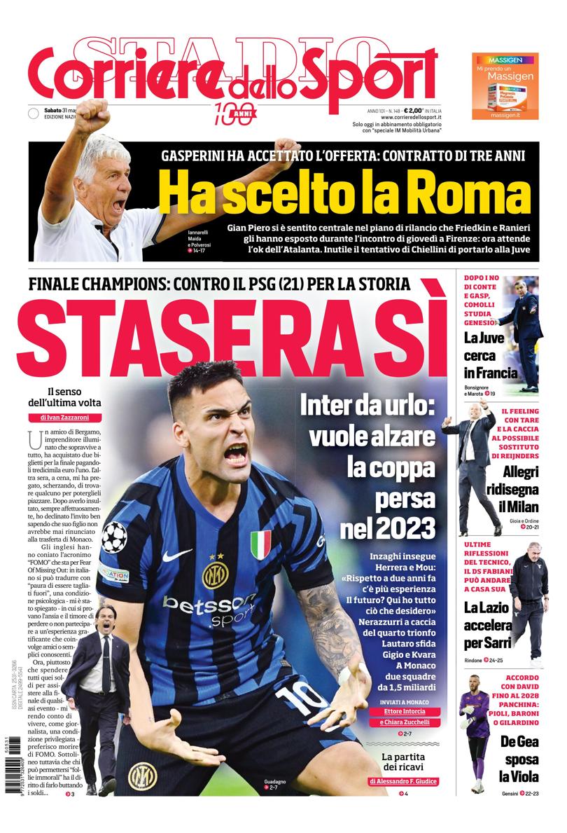 Prima-pagina-corriere-dello-sport-edizione-di-oggi-31-05-2025