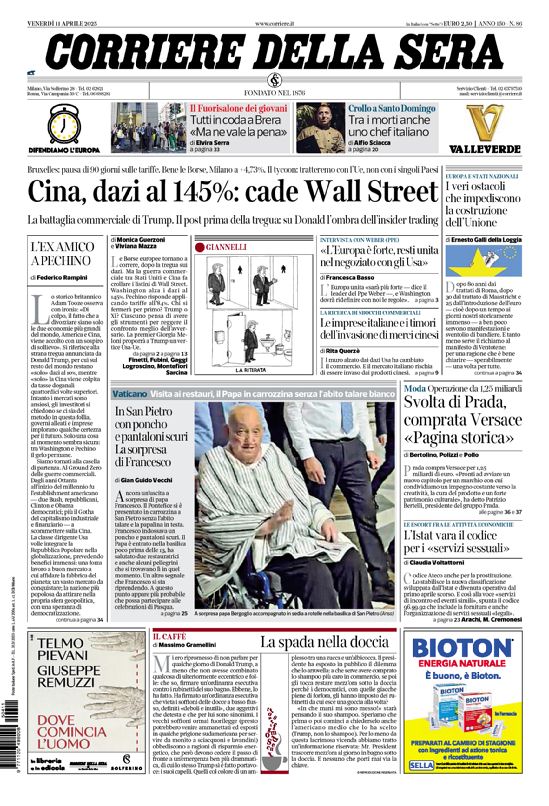 Prima-pagina-del-corriere-della-sera-edizione-di-oggi-11-04-2025