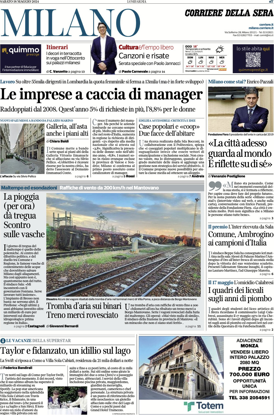Prima-pagina-del-corriere-della-sera-edizione-di-oggi-18-05-2024