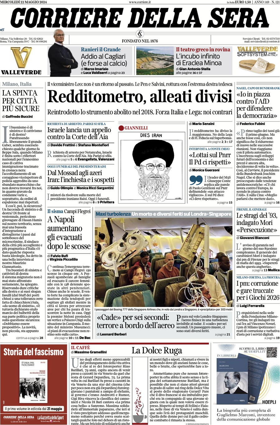Prima-pagina-del-corriere-della-sera-edizione-di-oggi-22-05-2024